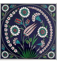 Armada Çini 20x20 Cm ED 338 Kobalt Lale Desenli Eldekoru Çini karo