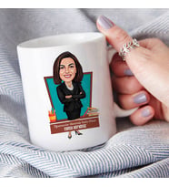 Kişiye Özel Siyah Kıyafetli Kadın Öğretmen Karikatürlü Bardak