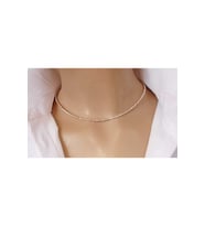 Nova Minimal Kristal Tekli Renk Seçenekli Choker Kolye Uniseks Tasarım (Gümüş)