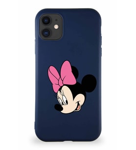 Apple iPhone 11 Soft Premier Kapak Minnie Mouse-B Tasarımlı Silikon Kılıf - Lacivert (Şeffaf)