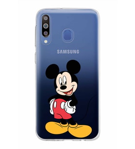 Samsung Galaxy M30 Kapak Mickey Mouse Tasarımlı Şeffaf Silikon Kılıf