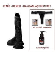 20,5 cm Belden Bağlamalı Realistik Dildo   Penis Set
