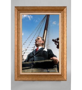 Çerçeveli Paspartulu Atatürk Tablo a48 (Gold)