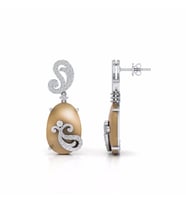 12,86 Karat Pırlantalı Moonstone Küpe (Altın-Beyaz)