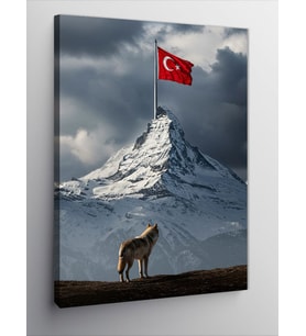 Kanvas Tablo Türk Bayrağı ve Dağ