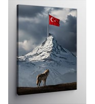 Kanvas Tablo Türk Bayrağı ve Dağ