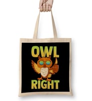 Funny Owl Right Thumbs Up Hippie Cute Alright Pun Bez Çanta Uzun Saplı