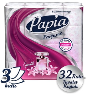 Papia Tuvalet Kağıdı (3 Katlı) 32 Li Pk Egzotik Parfümlü + 12 Li Paket Kağıt Havlu Klasik (3 Katlı)