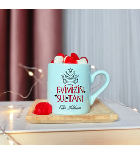 Evimizin Sultanı Tasarımlı Kişiye Özel Yeşil Türk Kahvesi Fincanı