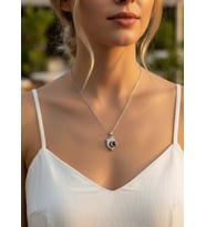 Çelik Silver Taşlı Balık Kolye - 25ctr428