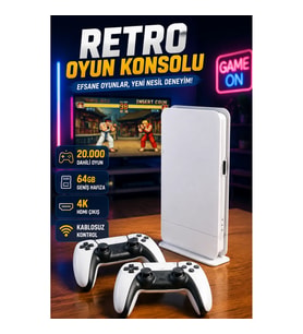 M15 Retro Oyun Konsolu 4K HDMI Çıkışlı Kablosuz 2 Kollu 64GB 20.000 Oyunlu