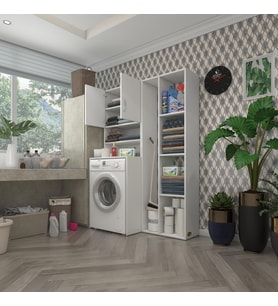 Kenzlife çamaşır makinesi dolabı hayzumsüpürgemdf byz 180*126*55 % 100 mdf full mdf banyo kiler çift kapaklı arkalıklı (Karışık)