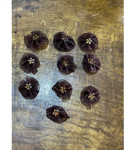 10 ADET KAHVERENGİ ÇİÇEK ARMA SET DİKİŞ APLİKE 3X3 CM