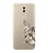 Huawei Mate 20 Lite Uyumlu Kamera korumalı Kapak Catface Tasarımlı  Şeffaf Kılıf