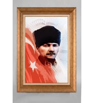 Altın Varaklı Paspartulu Çerçeveli Atatürk Tablo sd548
