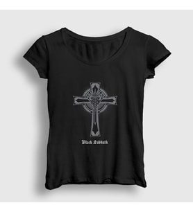 Presmono Kadın Siyah Cross Black Sabbath T-Shirt 17493tt
