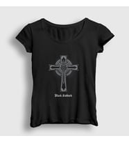 Presmono Kadın Siyah Cross Black Sabbath T-Shirt 17493tt