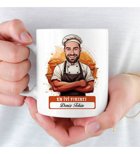 En İyi Erkek Fırıncıya hediye Karikatürlü ve İsimli Kupa Bardak
