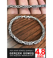 925 Ayar Gümüş Erkek KARE Kral Zincir Bileklik Künye Erkeğe Sevgiliye Hediye msb15 (Mavi)