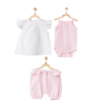 Andywawa Kız Bebek Ördek Desenli 3lü Alt Üst Takım AC21795R (Pembe)