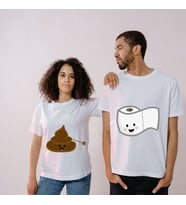 Sevimli Kaka ve Tuvalet Kağıdı Tasarımlı Eş Tişörtleri - Komik Sevgili Tshirt Kombini