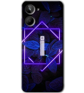 Realme 10 4G Kılıf HD Desen Baskılı Kılıf - Dark Neon Yaprak İ Harfi