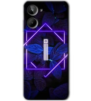 Realme 10 4G Kılıf HD Desen Baskılı Kılıf - Dark Neon Yaprak İ Harfi