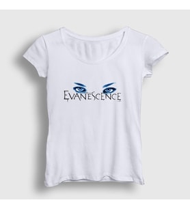 Presmono Kadın Beyaz Eyes Logo Evanescence T-Shirt 146121tt