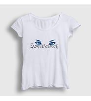 Presmono Kadın Beyaz Eyes Logo Evanescence T-Shirt 146121tt