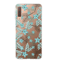 Samsung Galaxy A7 (2018) Uyumlu Kapak Floral Su Yeşili Tasarımlı Şeffaf Silikon Kılıf
