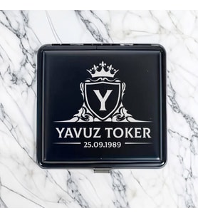 Gravürlü İsme Özel Metal Siyah Sigara Tabakası