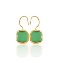Kadir Jewellery 22 Ayar Altın Kaplama Kare Taşlı Küpe -El İşçiliği Ve Hipoalerjenik Küpe