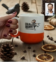 Kişiye Özel Karikatürlü Siyah Beyaz Taraftar Kupa Bardak Pro Doğum Günü Hediyesi