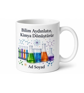 İsimli Deney Tüpü Desenli Kimyager Kupası Hediye Kupa Bardak Özel Tasarım