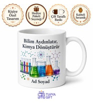 İsimli Deney Tüpü Desenli Kimyager Kupası Hediye Kupa Bardak Özel Tasarım
