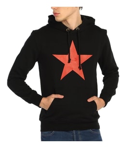 Bant Giyim - Kızılyıldız Siyah Kapşonlu Erkek Sweatshirt Hoodie