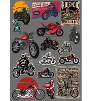 Motorcu Sticker 5 15 Parça Telefon, Tablet, Defter, Laptop Sticker