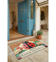 Valerine Life Kapı Önü Paspası 45x70cm Kaymaz Taban iç Dış Mekan Uğur Böceği ve Kırmızı Vosvos