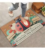 Valerine Life Uğur Böceği ve Kırmızı Vosvos Evimize Hoş Geldiniz Kapı Önü Paspası 45x70cm (Kahverengi)