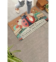 Valerine Life Uğur Böceği ve Kırmızı Vosvos Evimize Hoş Geldiniz Kapı Önü Paspası 45x70cm