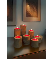 7'li Tealight Mumluk Seti, Doğal Kütük, El Yapımı Ahşap, Rustik Modern Dekor Bohem & İskandinav Tarz