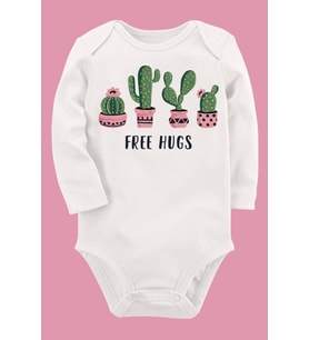 Organik Baskılı Pamuklu Unisex Bebek Body UZUNKOLE57