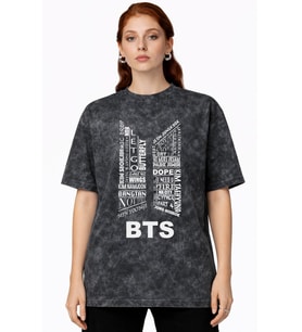 Tasarım BTS Müzik Grubu Baskılı Unisex Oversize Vintage Yıkamalı Tişört