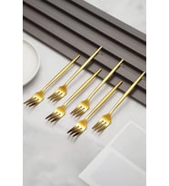 410 Çelik 6 Adet Gold Renk Tatlı ve Meyve Çatalı cin611sr-6