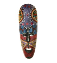Ahşap Aborjin Mask 30 cm Renkli Duvar Dekoru Maske (Karışık)