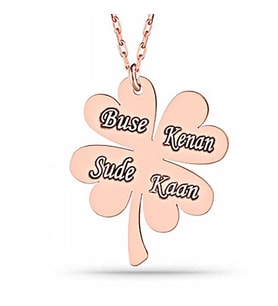 Gümüş Rose Dört Yaprak İsimli Yonca Bayan kolye