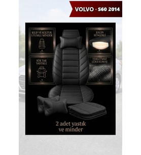 volvo s60 2014 Koltuk ve Kılıf uyumlu Lüks Siyah Minder Yastık 2 Minder 2 Yastık