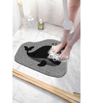 Balina Banyo Paspası Kaymaz Taban Yumuşak Esnek  Paspas Islak Zemin Hijyenik Paspas (40x60 cm) (Gri)