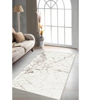 Bej Mermer Görünümlü Kaymaz Tabanlı Dekoratif Halı MR08 - 100 x 160 cm