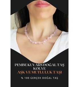 Nelleovana Pembe Kuvars Doğal Taş Kolye ( Aşk , Bolluk Ve Şans ) Aa Kalite 45 Cm